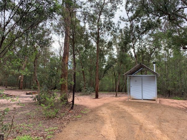 A small toilet block in the campground