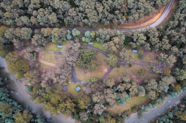 A birds-eye view of Skipworth reserve nestled in the trees