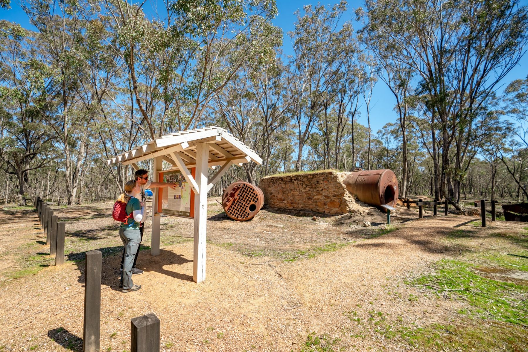 A sign reads Battery Dam Historic Site