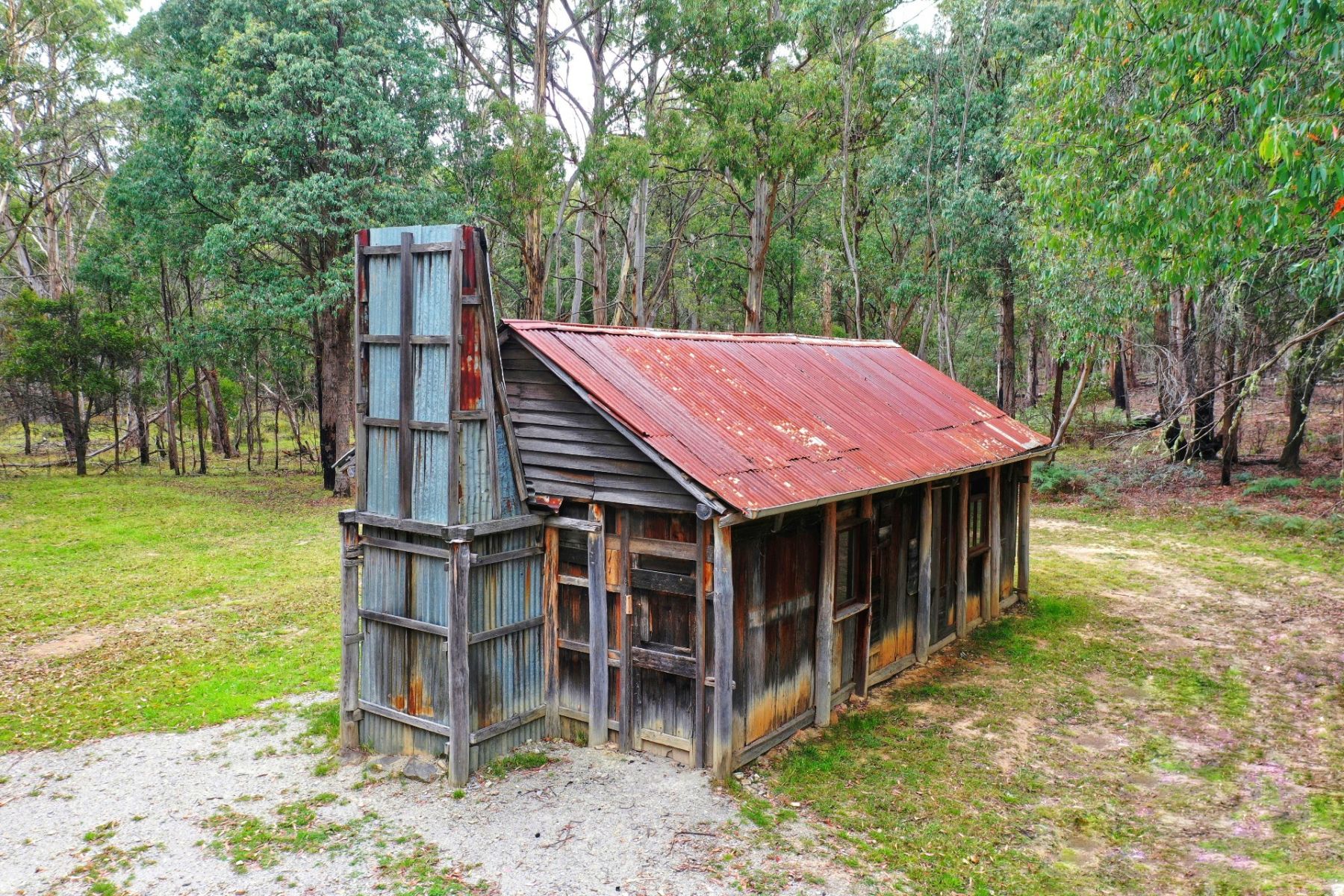 A historic hut from 1916 built using local timber